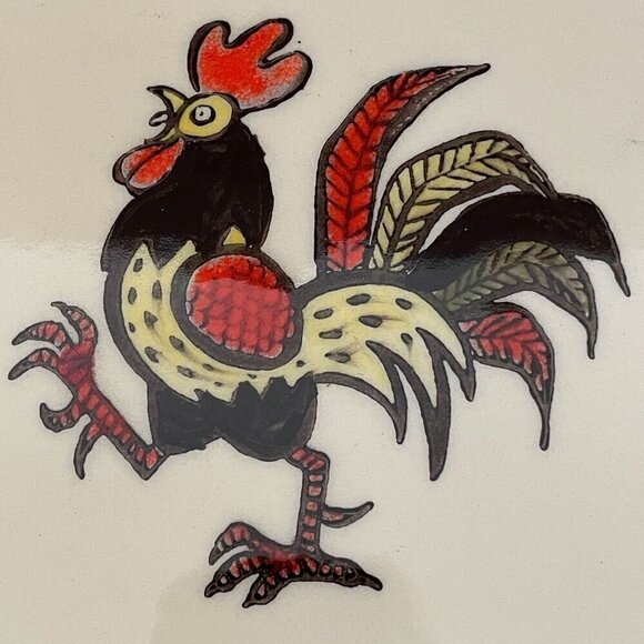 Metlox Vintage Poppytrail Red Rooster 3-Section Divided Ceramic Serving Dish USA - Picture 5 of 13